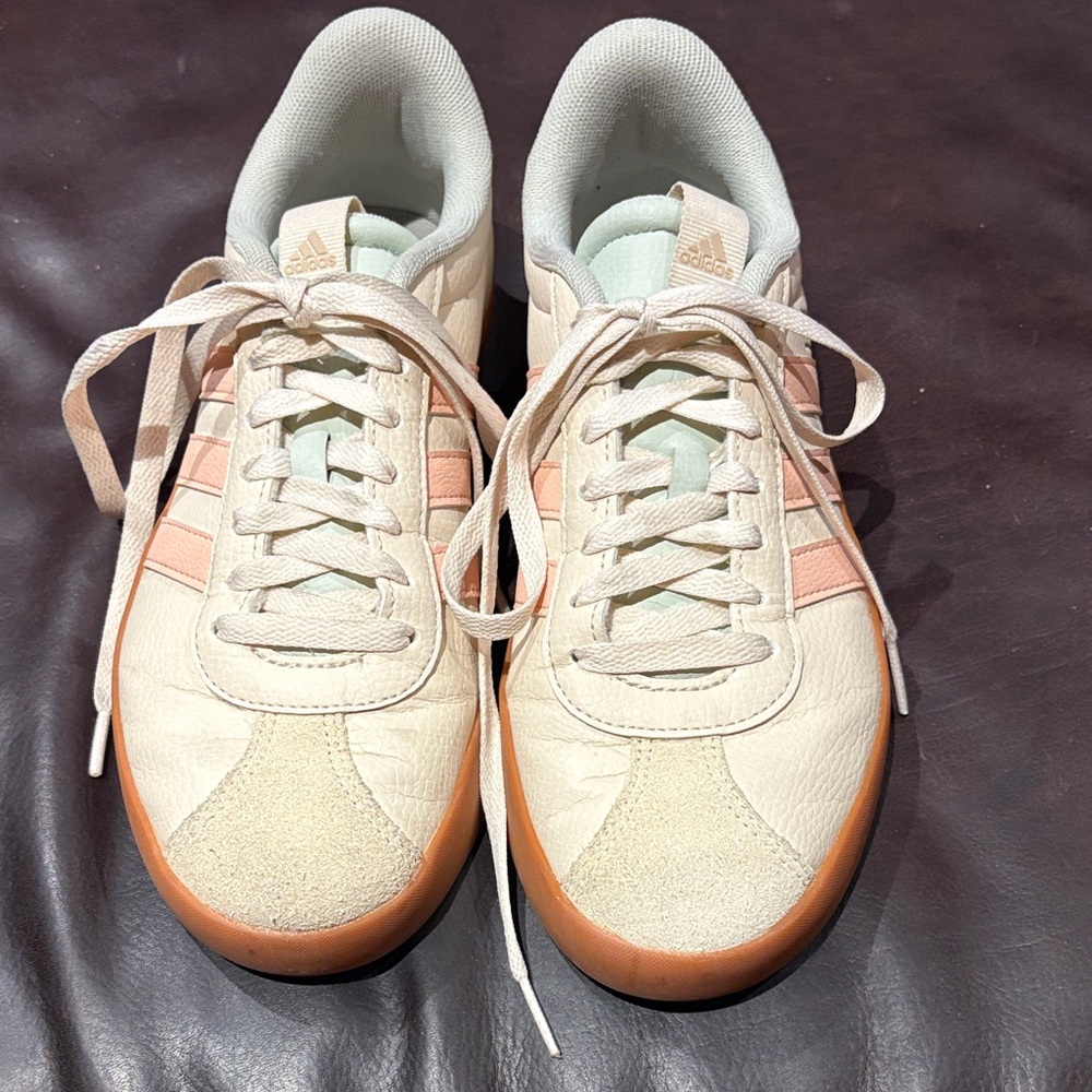 adidas Women’s Cream and Pale Pink Retro Sneakers